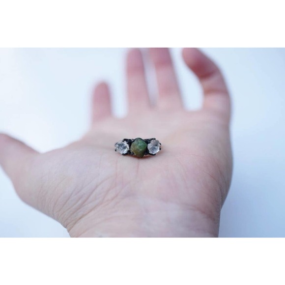 Raw Emerald Diamond Ring Rough Diamond Engagement Ring Handmade Diamond … - Picture 2 of 7